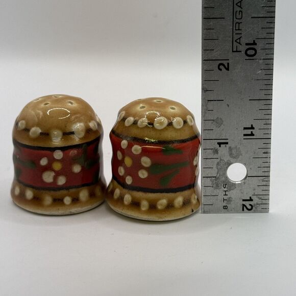 MEXICO Q Art Pottery Ceramica Salt & Pepper Shaker & Bowl Hand Painted - Picture 4 of 9